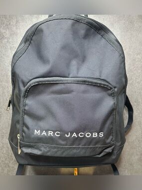 Marc Jacobs All Star Black Nylon Backpack Large Logo Bookbag Travel Laptop Bag